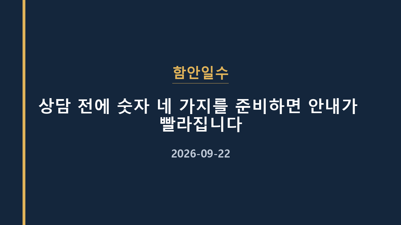 함안일수 상담 전에 숫자 네 가지를 준비하면 안내가 빨라집니다