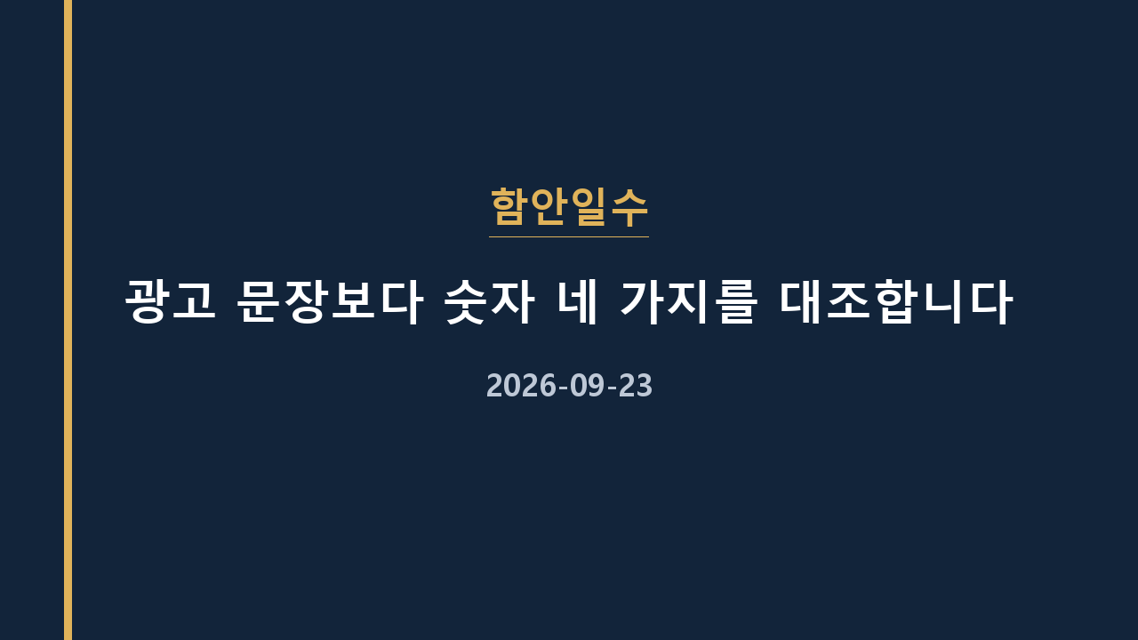 함안일수 광고 문장보다 숫자 네 가지를 대조합니다